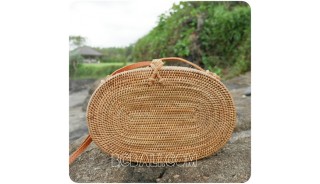 oval sling bags full handwoven natural rattan straw